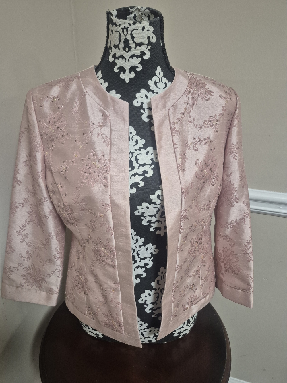 Jessica Howard Blush Pink Embroidered Open-Front Jacket